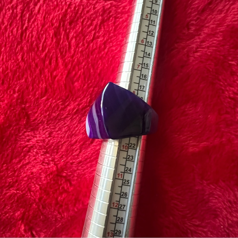 Polished Agate Striped Purple Ring Square - Picture 8 of 11